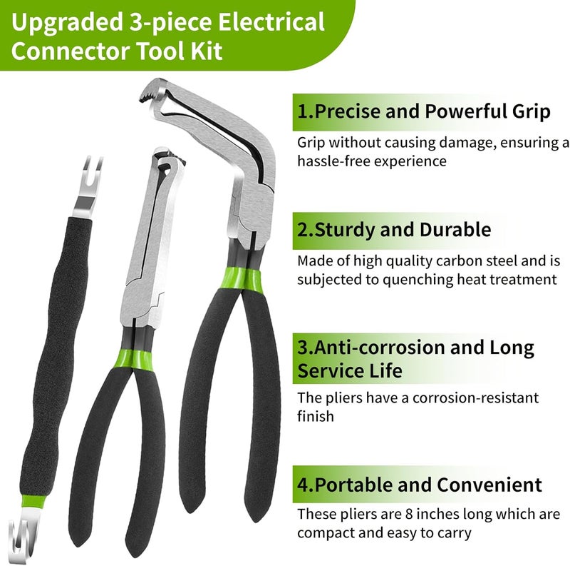 ZmingTek 3PCS 37960 37980 Electrical Disconnect Pliers for Cars 60 Degree Automotive Electrical Connector Separator 13120, Fixion Tools Plug Pliers Fuel Line Removal Tool with Gloves - Image 2
